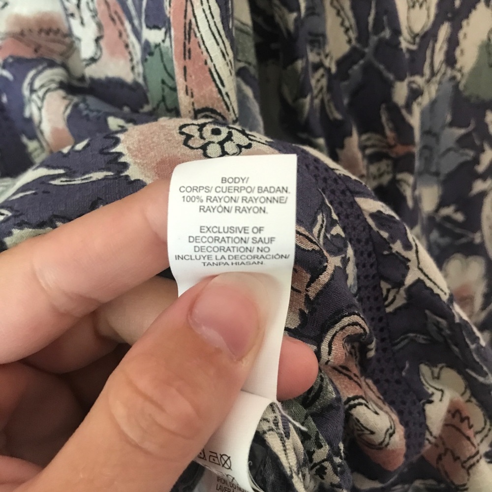 Lucky Brand Blue Painted Boho Floral Blouse Size Small - Picture 12 of 12